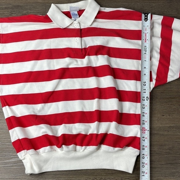 Vintage Winners Choice Red and White Striped Polo Shirt, size medium - Picture 4 of 8